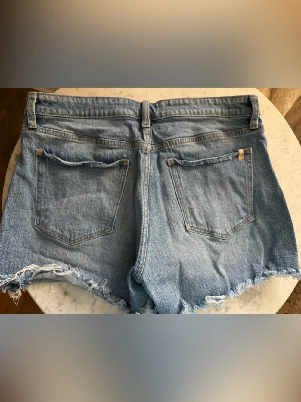 Anthropologie Light Blue Frayed-Hem Denim Shorts - Picture 5 of 5